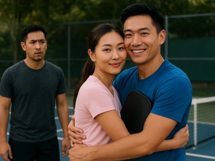 Chuyện nóng pickleball: Chồng “tăng xông“ khi thấy vợ ôm nam VĐV đánh cặp