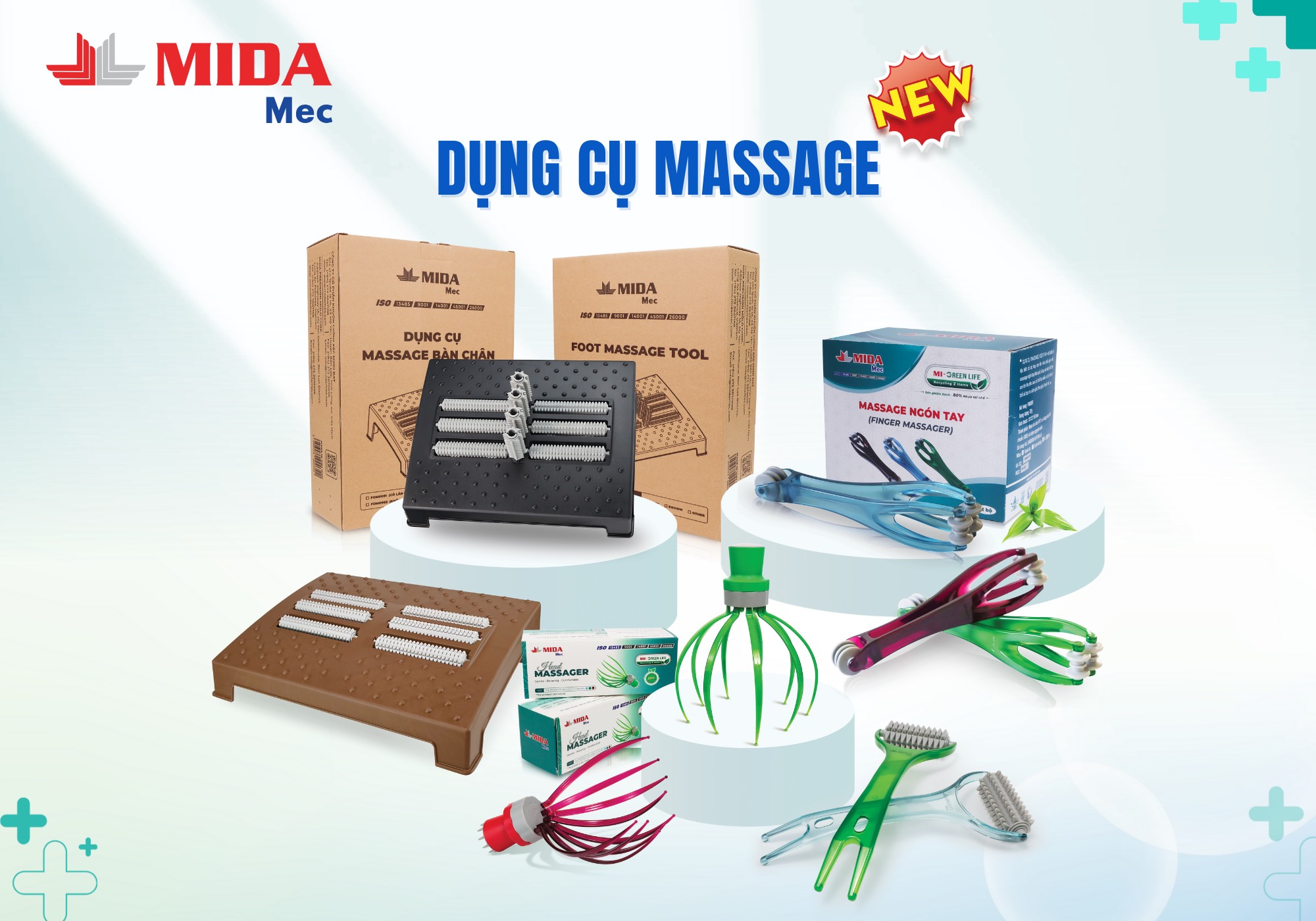 Các dụng cụ massage, sản phẩm chăm sóc sức khỏe