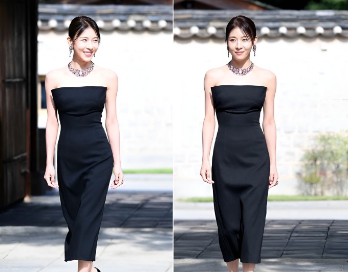 'Ha Ji Won chinh phục khách dự tiệc với gu thời trang thanh lịch', trang iMBC nhận xét.