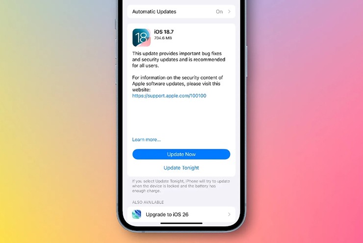 Tuy nhiên người dùng vẫn có thể cập nhật lên iOS 18.7.