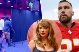 Taylor Swift nấp sau tấm chắn chống đạn tới sân vận động