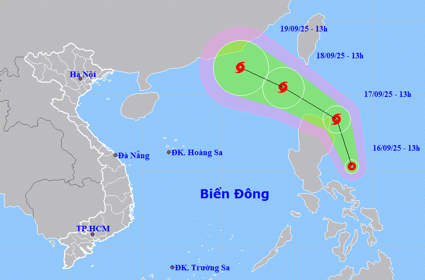 Dự báo đường đi của áp thấp nhiệt đới.