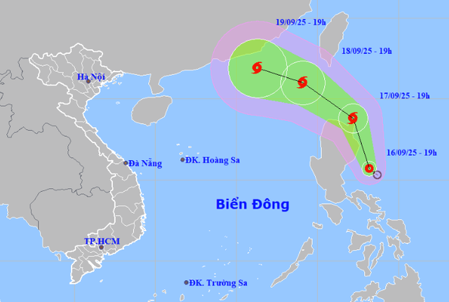 Đường đi của áp thấp nhiệt đới khả năng mạnh thành bão. Ảnh: NCHMF