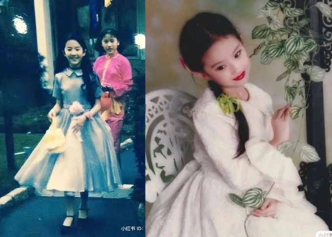 Tủ đồ nhiều váy áo hàng hiệu của Lưu Diệc Phi khi nhỏ. Ảnh: Weibo