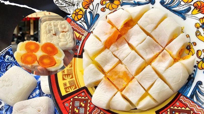 Trứng muối, nhân sen nhuyễn và bột bánh dẻo làm nên món ăn đang gây bão mạng (Ảnh: internet)