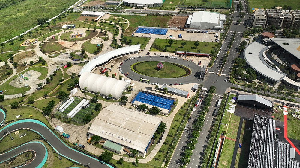 Gần 50.000m2 trong tổng diện tích 120.000m2 của Công viên City Park, The Global City, được xây dựng thành không gian sự kiện Giải Pickleball PPA Châu Á 2025.