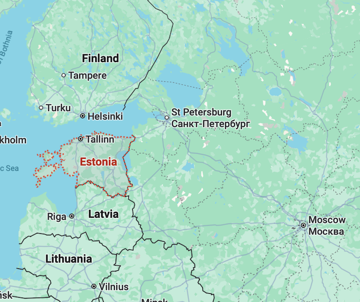 Estonia là quốc gia thành viên NATO ở vùng Baltic, có đường biên giới phía đông giáp Nga.