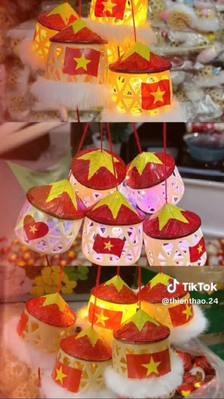 Lồng đèn lấy cảm hứng từ cờ đỏ sao vàng và nón lá trở thành "lồng đèn quốc dân" trong lòng nhiều bạn trẻ. - Ảnh: @thienthao.24