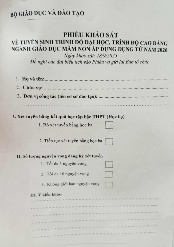 Bộ GD&ĐT khảo sát lấy ý kiến các trường về 2 điều chỉnh cho mùa tuyển sinh năm 2026
