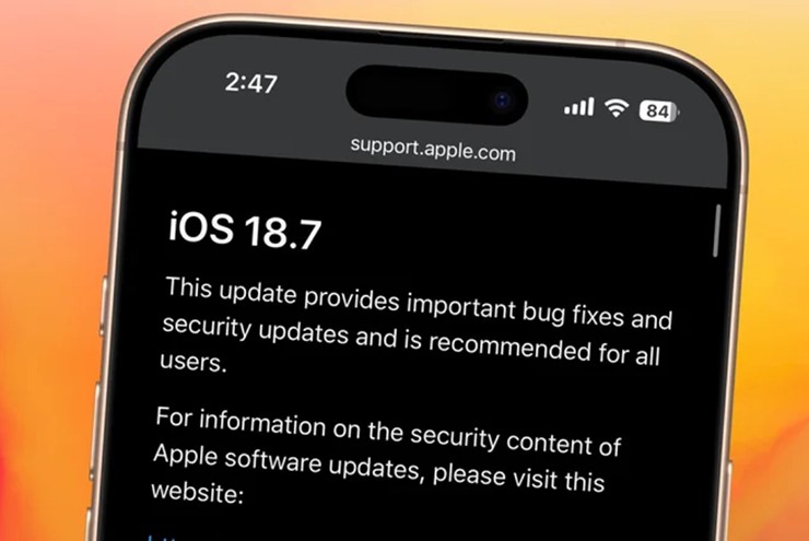 iOS 18.7 được cung cấp nhằm khắc phục các sự cố bảo mật.