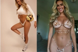 Mỹ nhân thể thao gây sốt với bikini da báo, dùng "vòng 3" chơi bóng chuyền