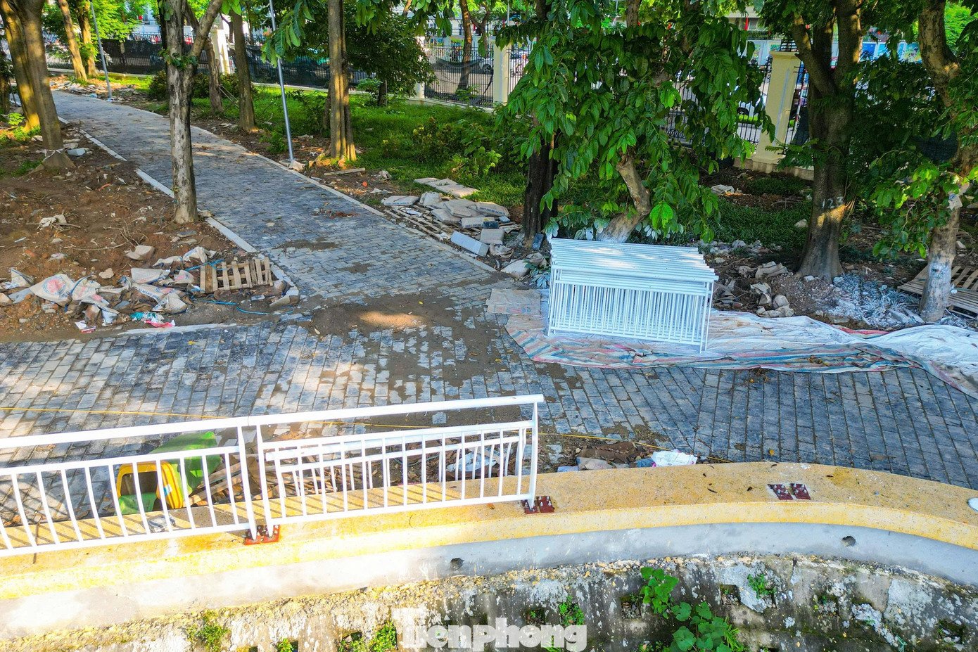 Cầu đi bộ hình cây đàn lạ trong công viên Nghĩa Đô - 12