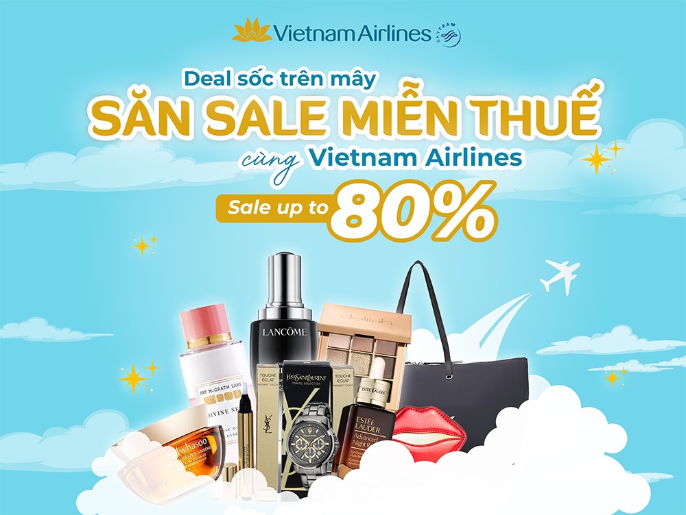 Từ nay đến hết 15/11, Vietnam Airlines triển khai chương trình khuyến mại hàng miễn thuế với mức giảm giá lên tới 80%. (Ảnh: VNA)