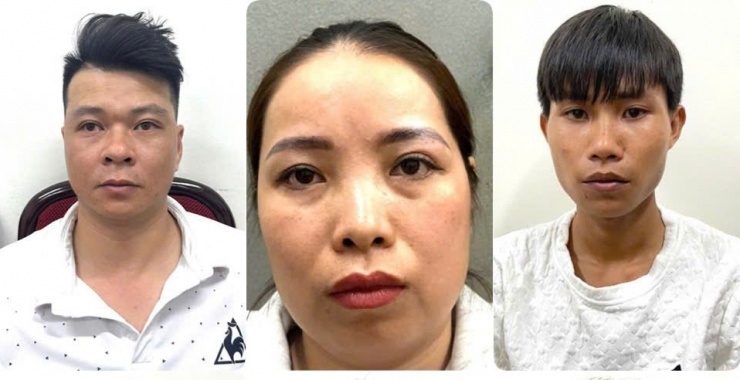 Từ trái qua phải là Trần Ngọc Ba; Phùng Thị Thảo; Lê Thanh Thành. Ảnh CA