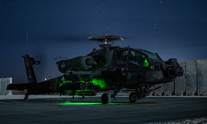 Trực thăng AH-64D của Mỹ tại Trung Đông tháng 7/2024. Ảnh: US Army