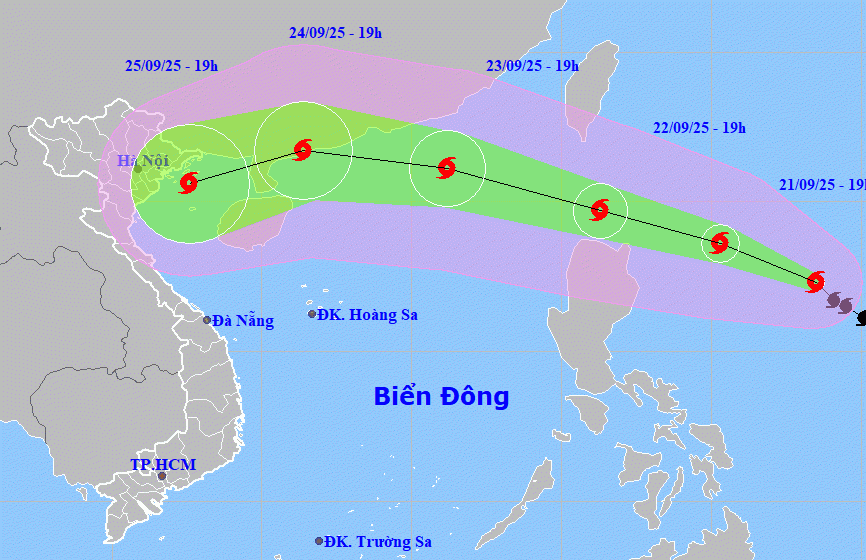 Bão Ragasa được dự báo hướng về vịnh Bắc Bộ trong khoảng giữa tuần sau (24-25/9)