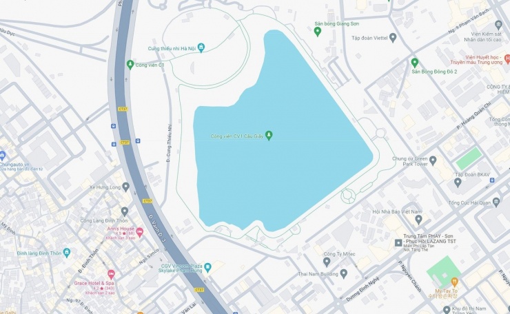 Vị trí Công viên và Hồ điều hòa CV1 trên bản đồ. (Ảnh: Google Maps)
