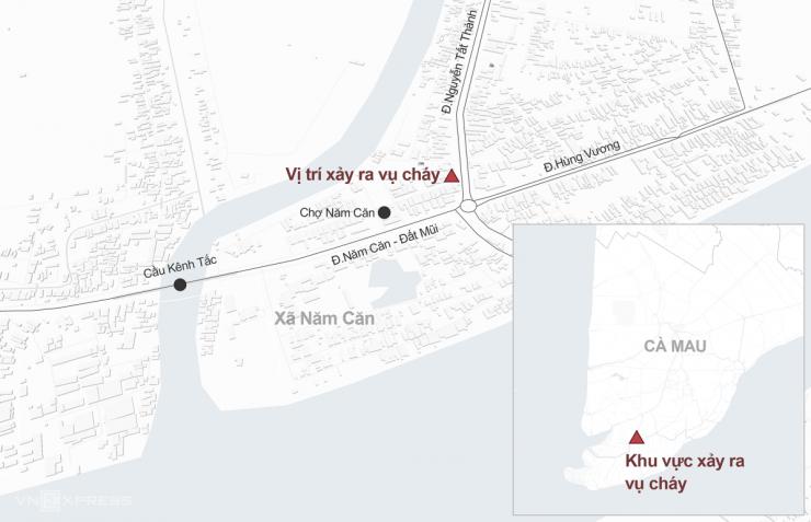 Khu vực xảy ra cháy. Đồ họa: Khánh Hoàng