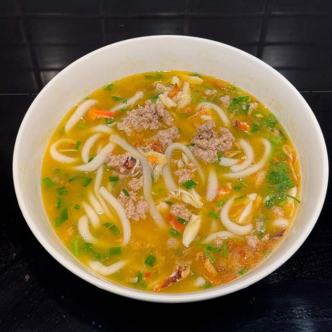 Món bánh canh ghẹ ngon mắt, ngon miệng do Tăng Thanh Hà chế biến.