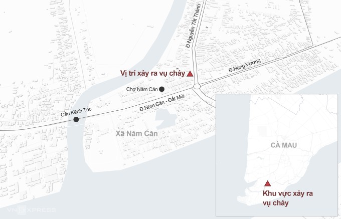 Nơi xảy ra cháy. Đồ họa: Khánh Hoàng