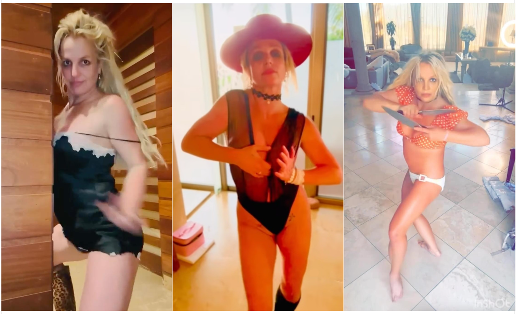 Britney Spears thường xuyên đăng video nhảy múa trong trang phục khiêu khích và kỳ lạ.