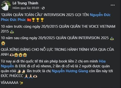 ERIK chia sẻ bản thân và Hòa Minzy "có vía" khi đi cổ vũ.