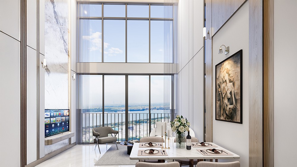 Hình phối cảnh căn hộ trần cao 5,4 m tại dự án. Ảnh: Citigrand