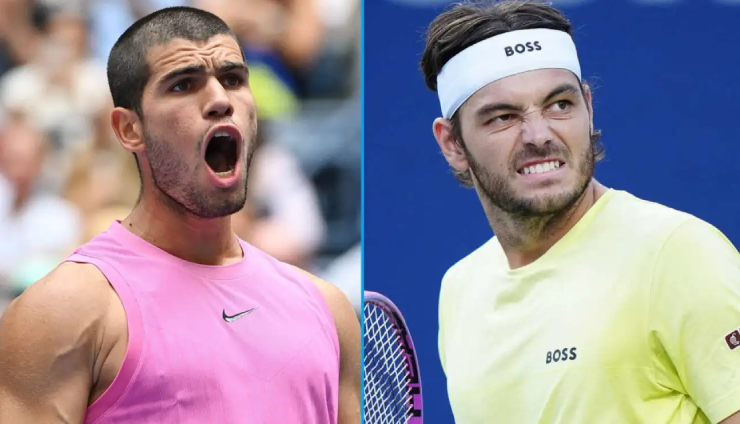 Alcaraz (bên phải) có cơ hội đòi nợ Fritz (bên phải) ở chung kết Japan Open 2025