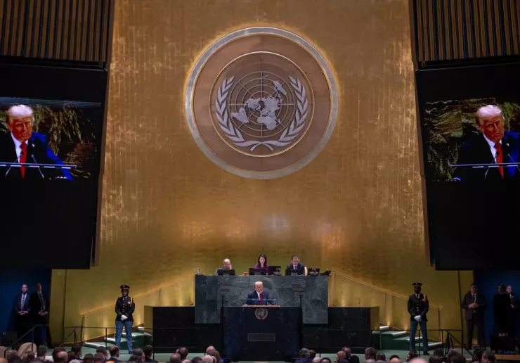 Tổng thống Mỹ Donald Trump phát biểu tại Đại hội đồng LHQ ngày 23-9. Ảnh: X
