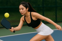 Thể thao - Cô gái xinh đẹp "vén váy" hút triệu người xem: Bùng nổ tranh cãi pickleball