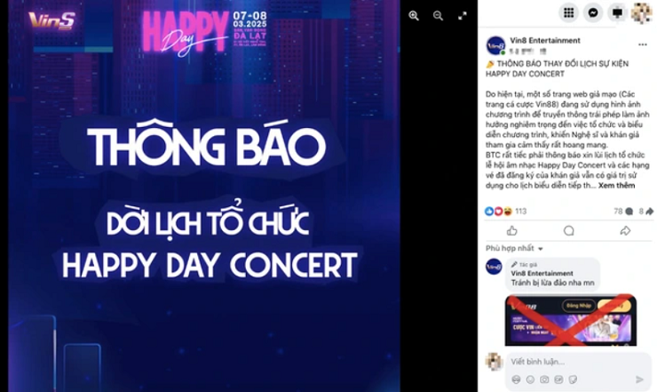 Giám đốc TZ Việt Phát cũng chính là "ông chủ" của Vin8 Entertainment - đơn vị tổ chức sự kiện âm nhạc Happy Day Concert từng vướng lùm xùm hồi tháng 3/2025.