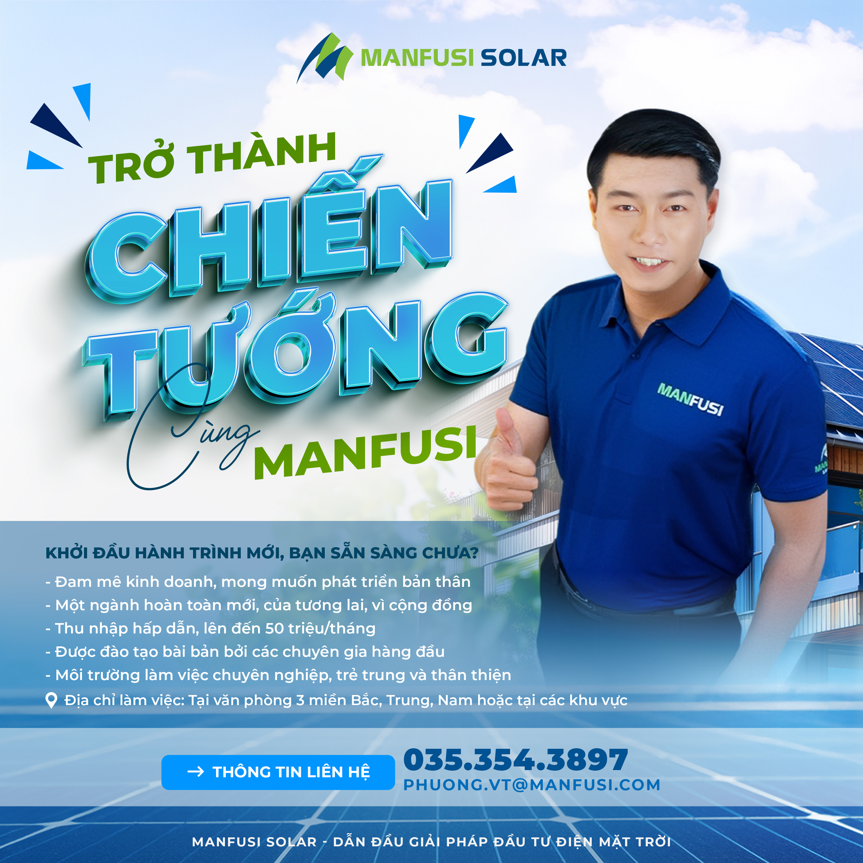Manfusi Solar chiêu mộ “chiến tướng” kinh doanh cho hành tinh xanh.