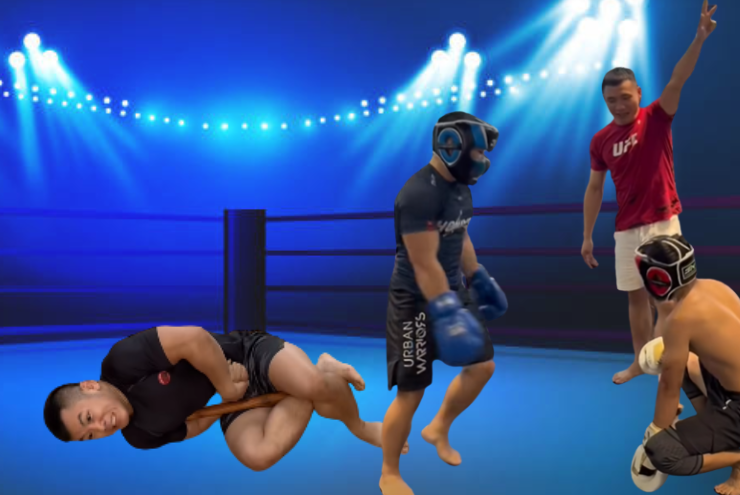 Hình ảnh Hồng Sơn bẻ gãy gậy bóng chày và khiến đối thủ phải xin thua sớm