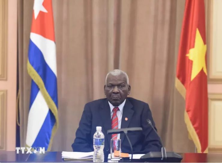Chủ tịch Quốc hội Chính quyền nhân dân Cuba Esteban Lazo Hernández tham dự cuộc họp của các ủy ban Quốc hội hai nước. (Ảnh: Việt Hùng/TTXVN)