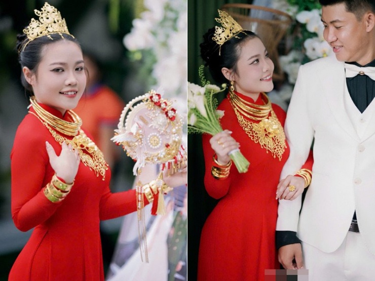 Hình ảnh cô dâu Đồng Tháp đeo vàng trĩu cổ, kín tay trở thành tâm điểm chú ý