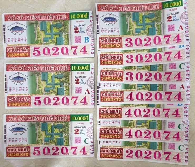 Đại lý tại TP.HCM đăng tải 3 tờ vé số trúng giải Đặc biệt và 7 vé giải phụ lên trang facebook.