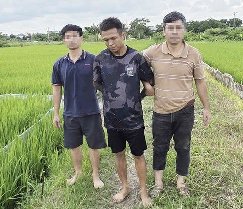 Ngô Quang Vỹ bị bắt giữ sau khi thoát khỏi đường bí mật chạy ra cánh đồng lúa để bỏ trốn
