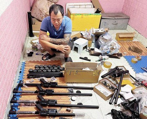 Ngô Văn Huỳnh bị bắt giữ cùng tang vật