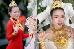 Bạn trẻ - Cuộc sống - Cô dâu Đồng Tháp đeo vương miện vàng gây sốt, tiết lộ điều ý nghĩa