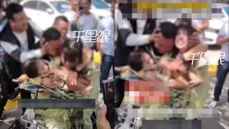 2 phù dâu bị trói và cưỡng hôn trong đám cưới ở Thiểm Tây. Ảnh chụp màn hình