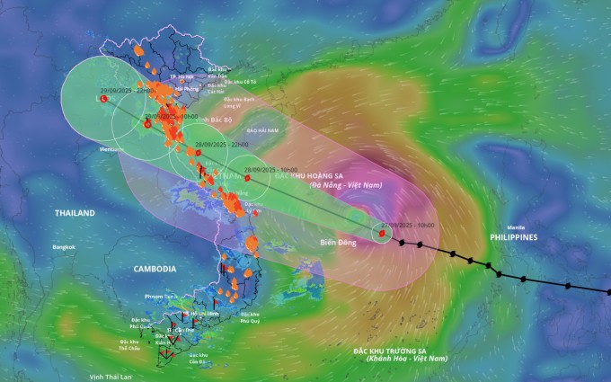 Dự báo đường đi và khu vực ảnh hưởng của bão lúc 10h hôm nay. Ảnh: NCHMF