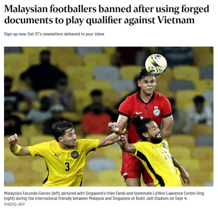Tờ The Straits Times của Singapore cũng đưa tin về vụ việc