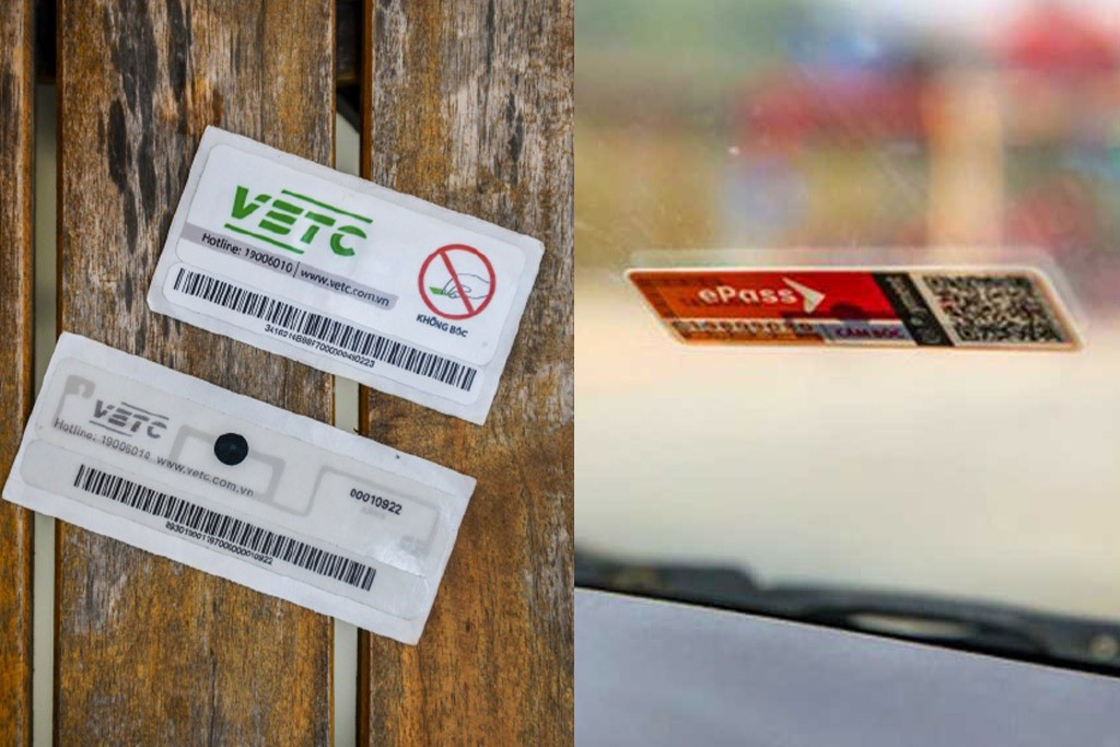 Thẻ thu phí tự động đang được dán trên các dòng xe ô tô.