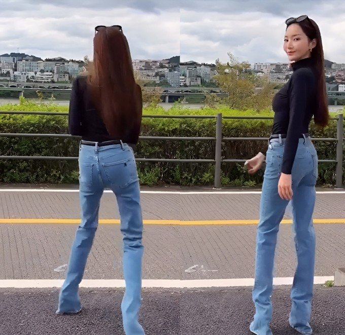 Park Min Young để lộ đôi chân gầy gò. Ảnh: Weibo