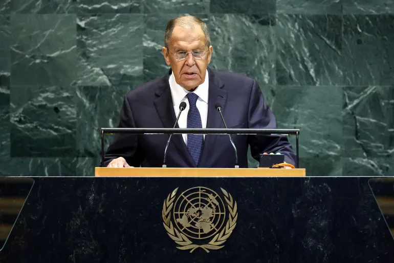 Ngoại trưởng Nga Sergey Lavrov phát biểu tại Đại hội đồng Liên Hợp Quốc ở New York (Mỹ). Ảnh: AFP.