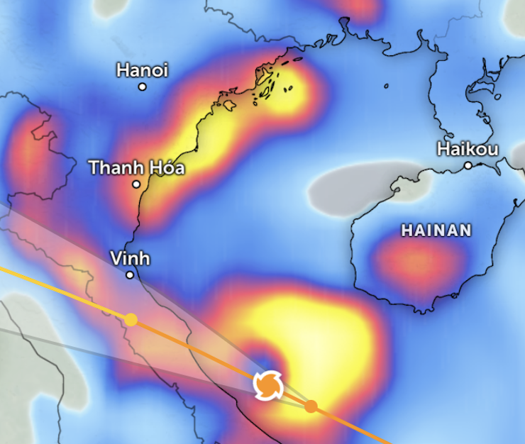 Bão Bualoi dự kiến sẽ gây ra mưa lớn và gió mạnh khi đổ bộ bờ biển Việt Nam. Ảnh: Zoom Earth. 