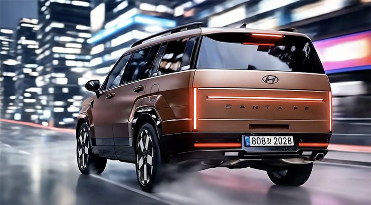 Ảnh phác họa phần đuôi của Hyundai Santa Fe 2027