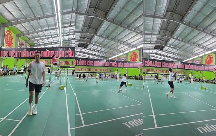 Quang Dương nhận được nhiều lời khen dù mới tập luyện cầu lông