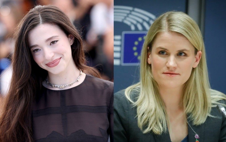 Mikey Madison (trái) vào vai Frances Haugen (phải) - kỹ sư dữ liệu đã "bóc phốt" Facebook ngoài đời thực.