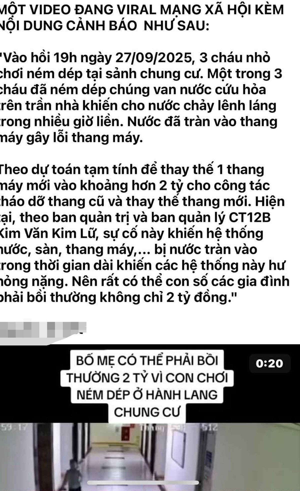 3 bé trai ném dép vô tình làm hỏng 2 thang máy ở Hà Nội, xôn xao tin đồn &#39;đền&#39; 2 tỷ - 1